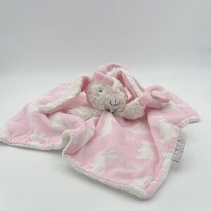 Blankets & Beyond Bunny Pink White Plush Security Blanket Lovey